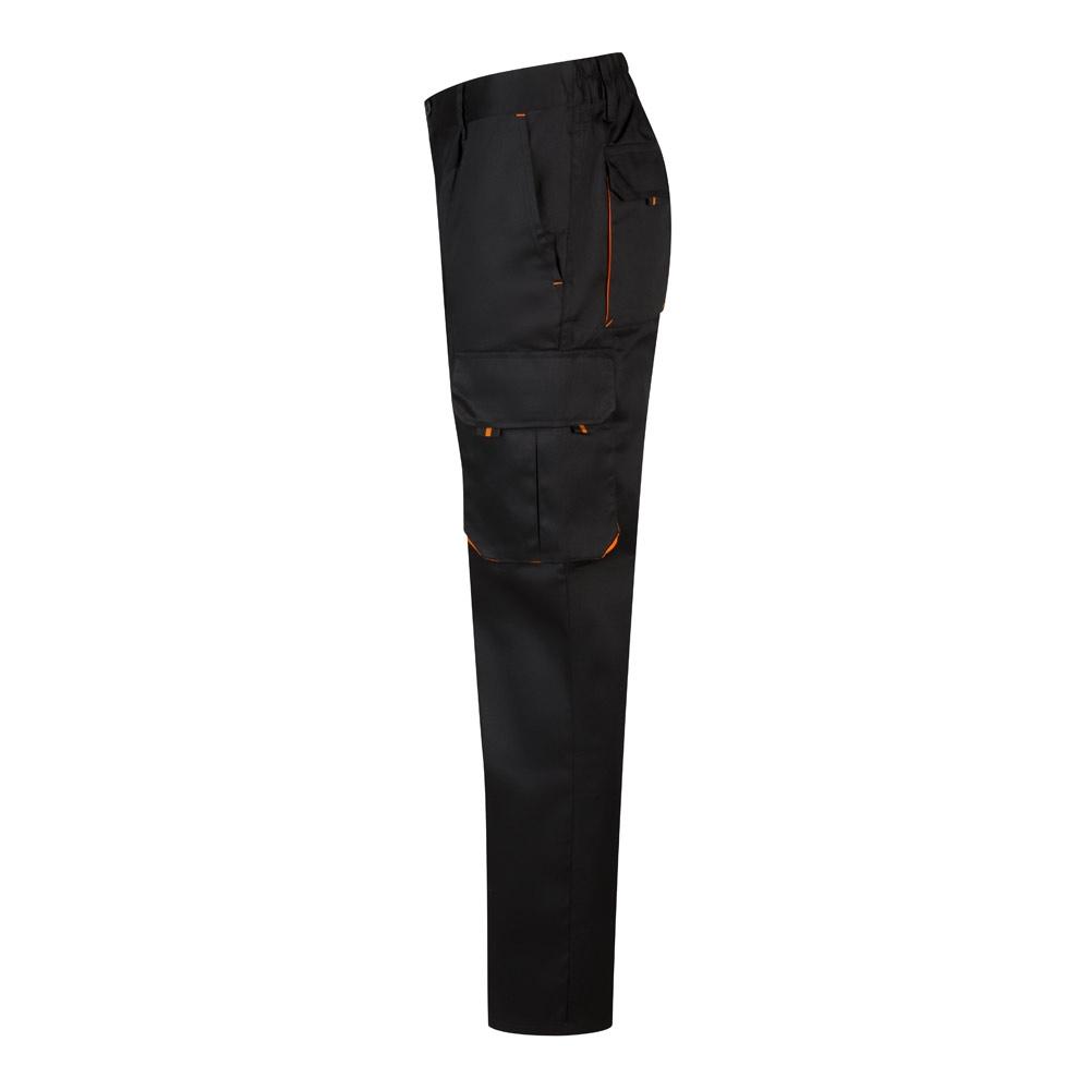 VL HYPNOS. Pantaloni de twill cu buzunare multiple în două tonuri (200g/m²), din bumbac (35%) și poliester (65%) Negru Portocaliu 54