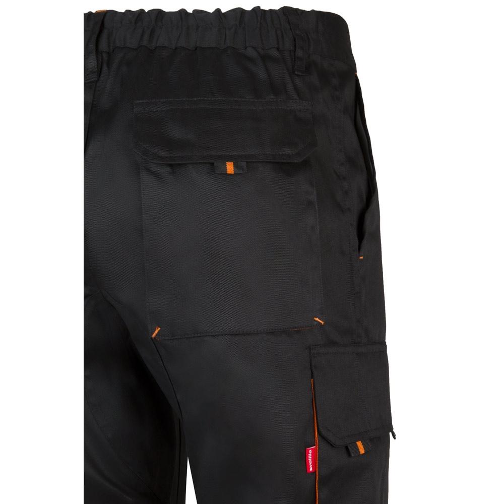 VL HYPNOS. Pantaloni de twill cu buzunare multiple în două tonuri (200g/m²), din bumbac (35%) și poliester (65%) Negru Portocaliu 54