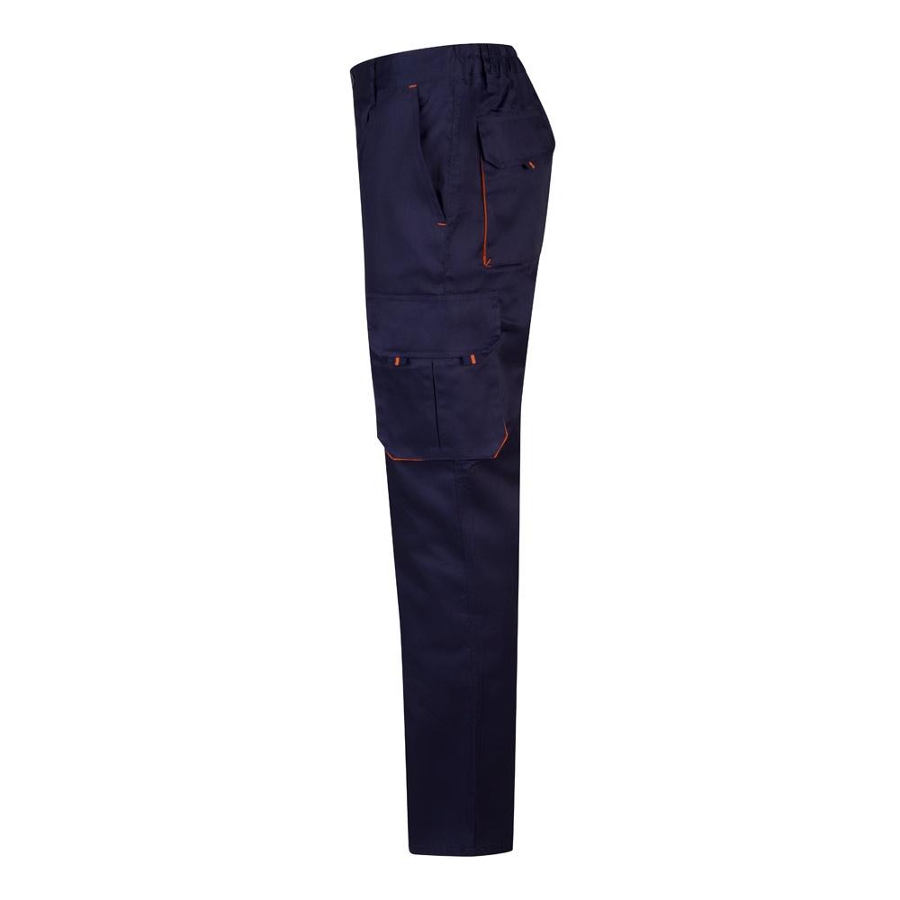VL HYPNOS. Pantaloni de twill cu buzunare multiple în două tonuri (200g/m²), din bumbac (35%) și poliester (65%) Albastru Portocaliu 38