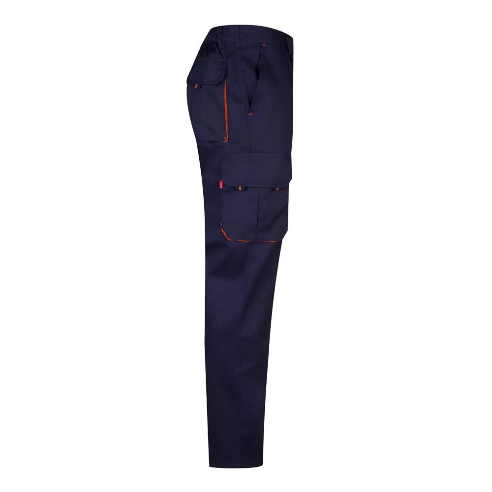 VL HYPNOS. Pantaloni de twill cu buzunare multiple în două tonuri (200g/m²), din bumbac (35%) și poliester (65%) Albastru Portocaliu 38
