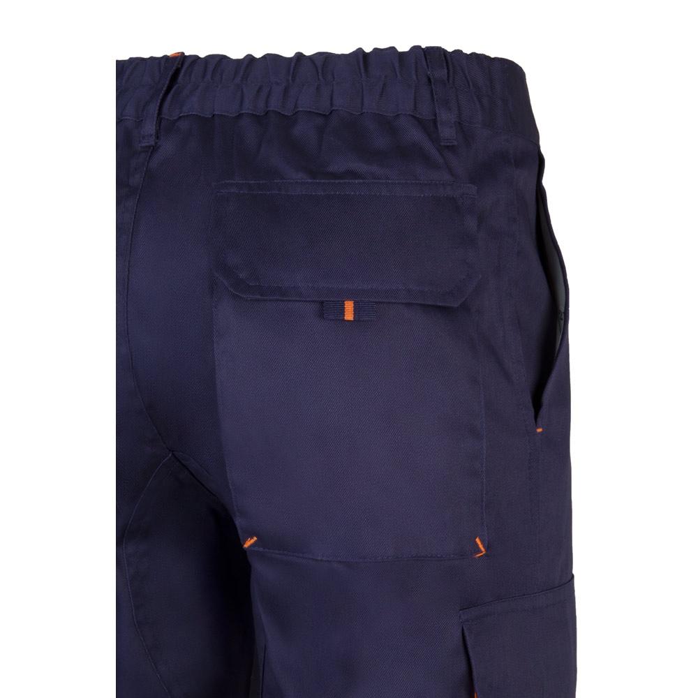 VL HYPNOS. Pantaloni de twill cu buzunare multiple în două tonuri (200g/m²), din bumbac (35%) și poliester (65%) Albastru Portocaliu 38