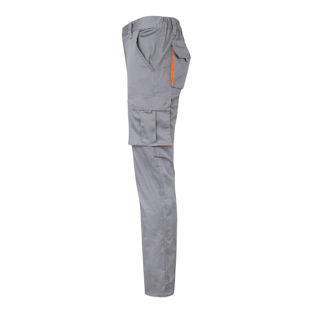 VL HYPNOS. Pantaloni de twill cu buzunare multiple în două tonuri (200g/m²), din bumbac (35%) și poliester (65%) Gri Portocaliu 38