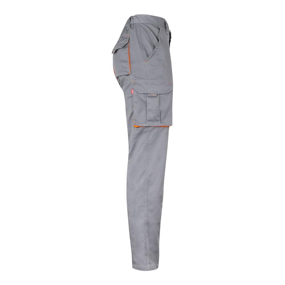 VL HYPNOS. Pantaloni de twill cu buzunare multiple în două tonuri (200g/m²), din bumbac (35%) și poliester (65%) Gri Portocaliu 38
