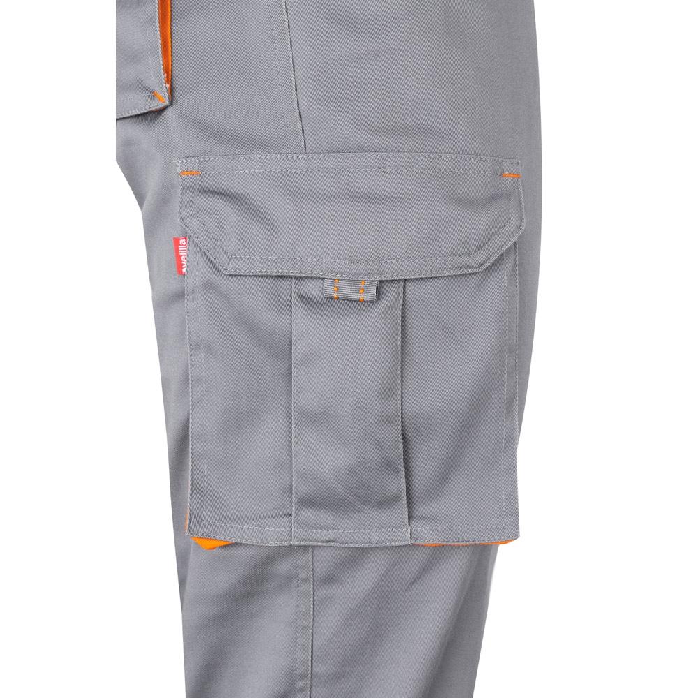 VL HYPNOS. Pantaloni de twill cu buzunare multiple în două tonuri (200g/m²), din bumbac (35%) și poliester (65%) Gri Portocaliu 44