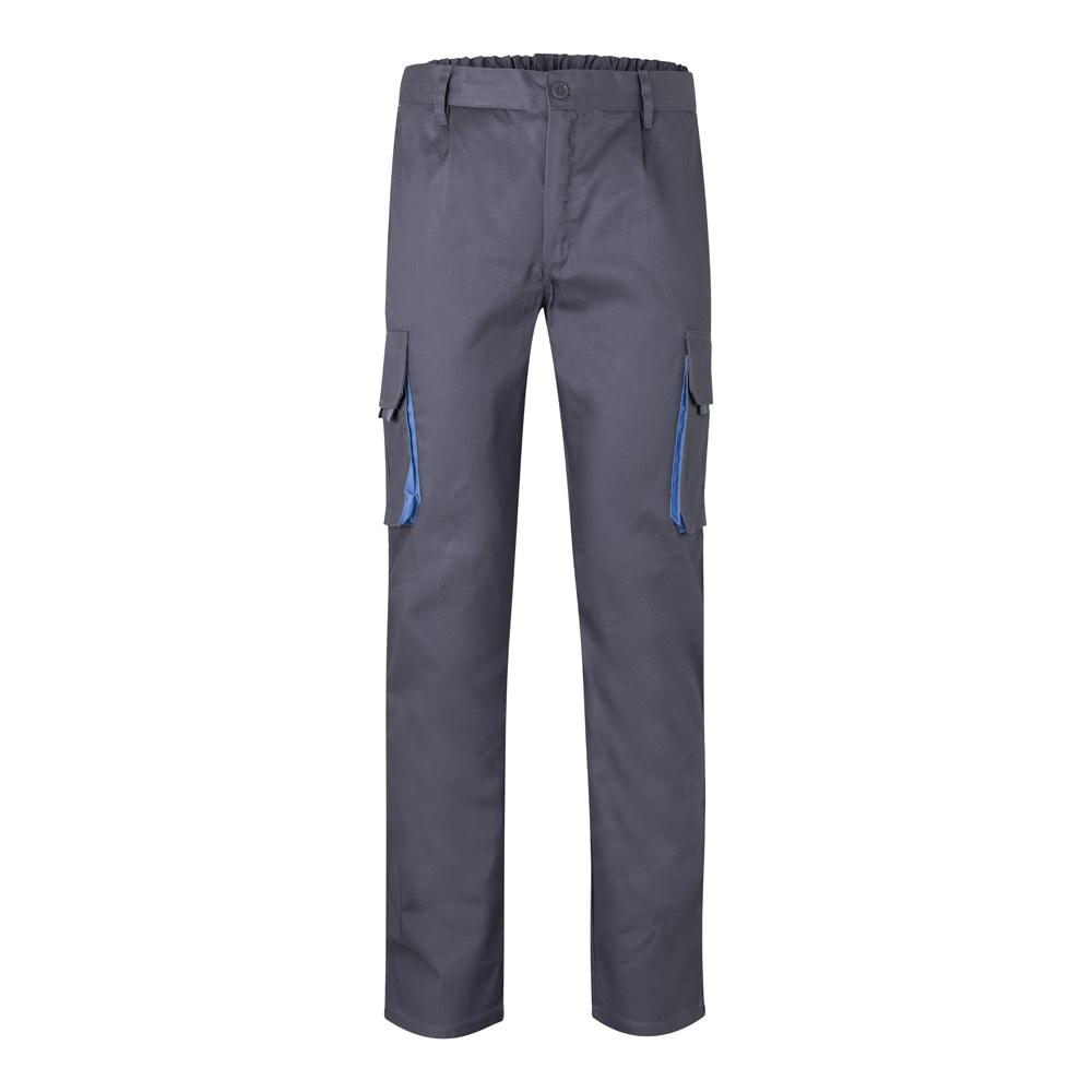 VL HYPNOS. Pantaloni de twill cu buzunare multiple în două tonuri (200g/m²), din bumbac (35%) și poliester (65%) Gri Albastru deschis