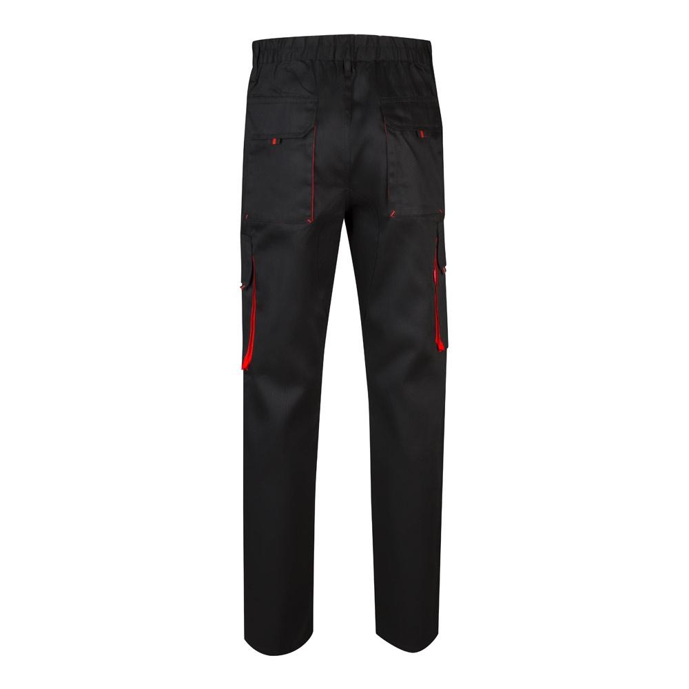 VL HYPNOS. Pantaloni de twill cu buzunare multiple în două tonuri (200g/m²), din bumbac (35%) și poliester (65%) Negru Roșu 60