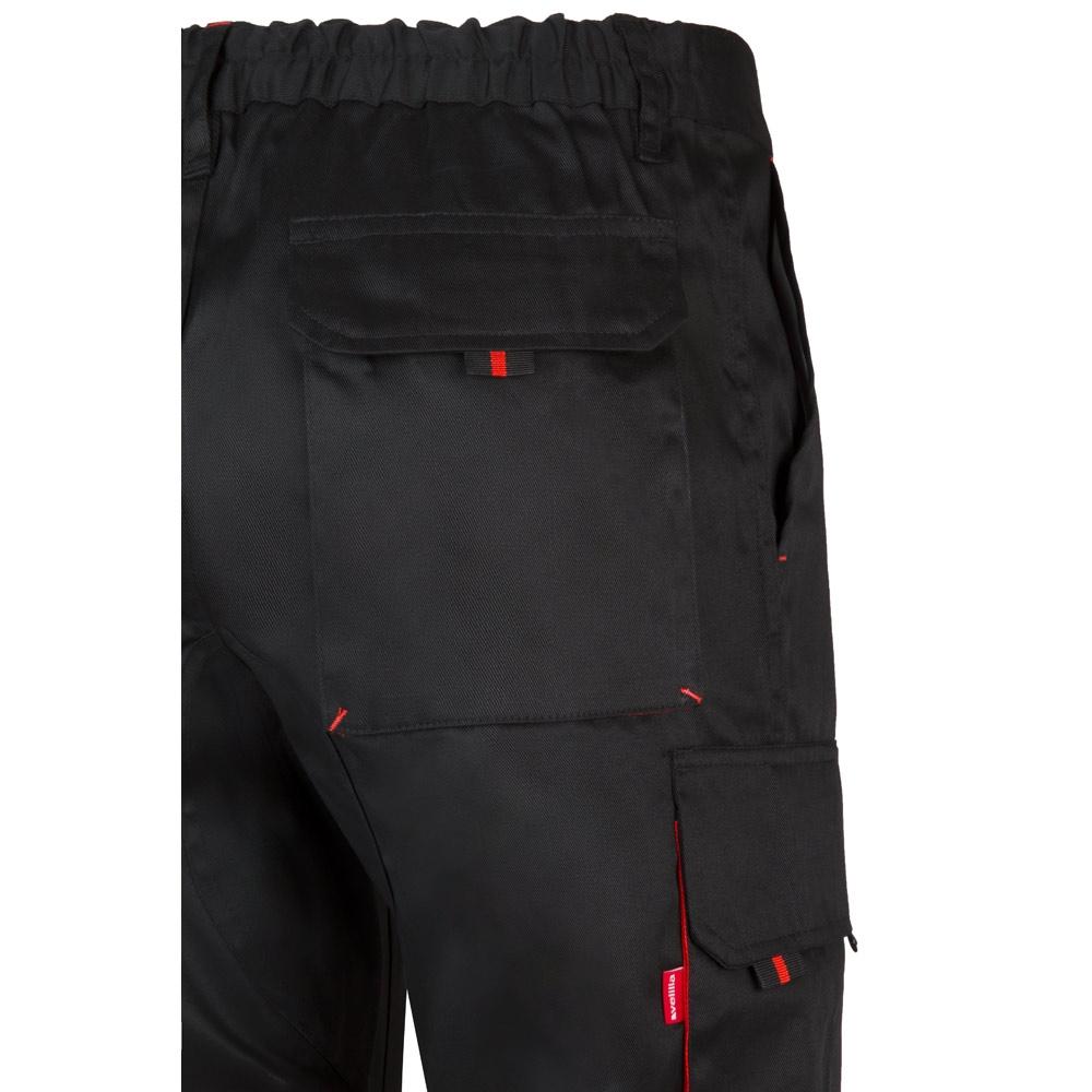 VL HYPNOS. Pantaloni de twill cu buzunare multiple în două tonuri (200g/m²), din bumbac (35%) și poliester (65%) Negru Roșu 60