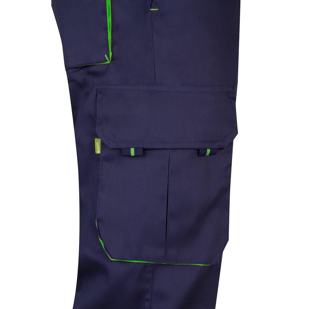 VL HYPNOS. Pantaloni de twill cu buzunare multiple în două tonuri (200g/m²), din bumbac (35%) și poliester (65%) Albastru Verde 44