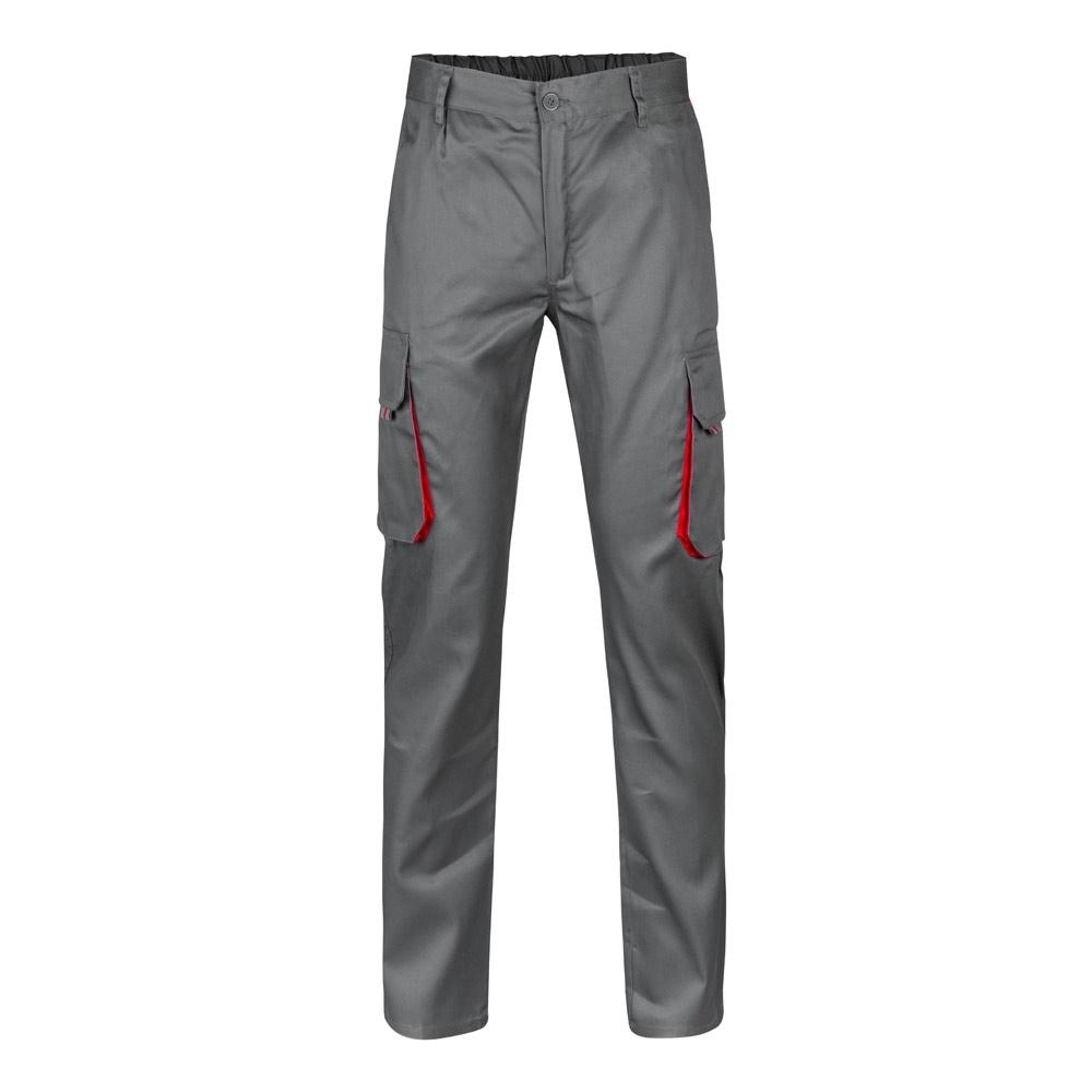 VL HYPNOS. Pantaloni de twill cu buzunare multiple în două tonuri (200g/m²), din bumbac (35%) și poliester (65%) Gri Roșu