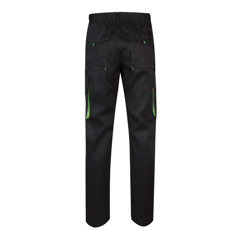 VL HYPNOS. Pantaloni de twill cu buzunare multiple în două tonuri (200g/m²), din bumbac (35%) și poliester (65%) Negru Verde 44