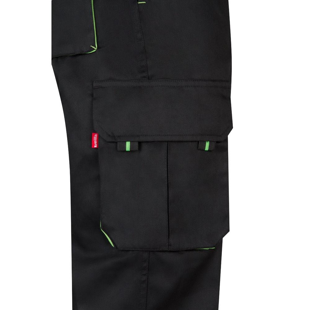 VL HYPNOS. Pantaloni de twill cu buzunare multiple în două tonuri (200g/m²), din bumbac (35%) și poliester (65%) Negru Verde 44