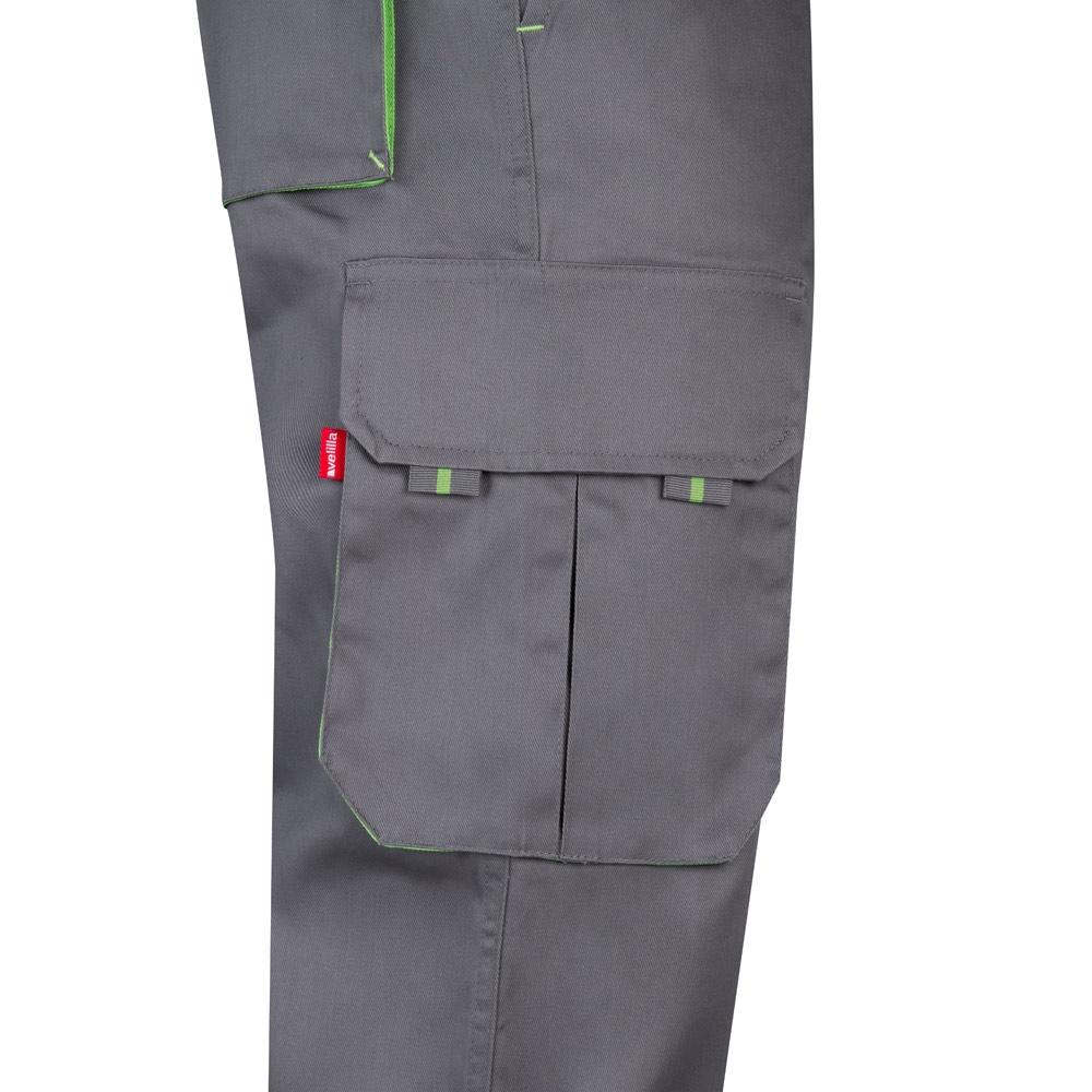 VL HYPNOS. Pantaloni de twill cu buzunare multiple în două tonuri (200g/m²), din bumbac (35%) și poliester (65%) Gri Verde 38