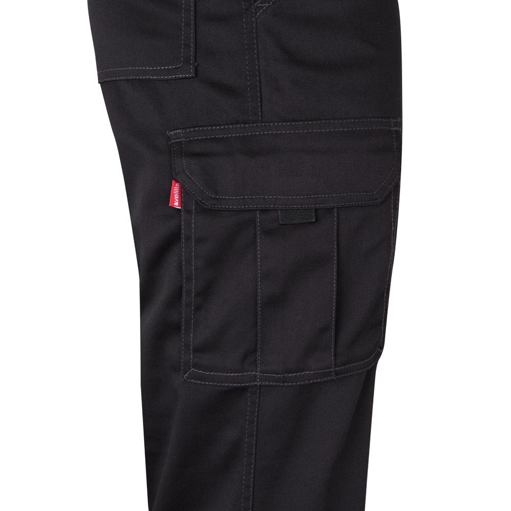 VL PAN. Pantaloni stretch cu buzunare multiple (290 g/m²), din bumbac (46%), EME (38%) și poliester (16%) Negru 50