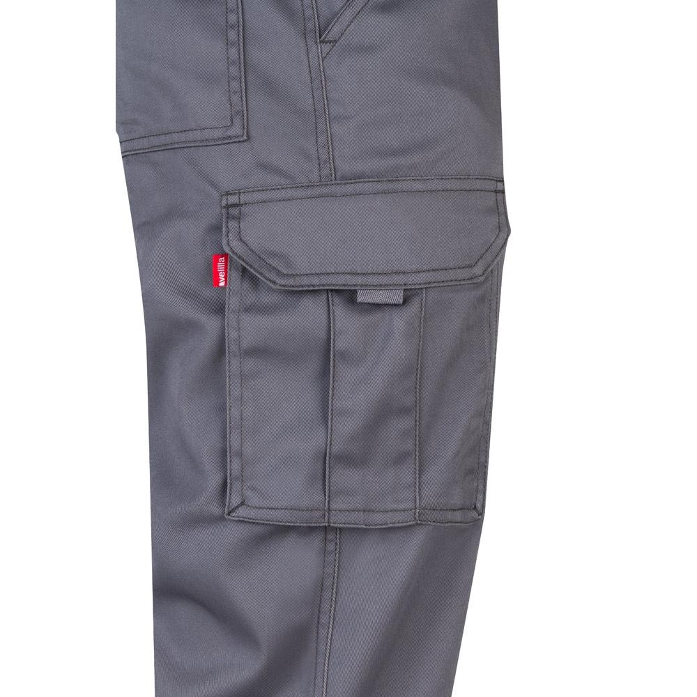 VL PAN. Pantaloni stretch cu buzunare multiple (290 g/m²), din bumbac (46%), EME (38%) și poliester (16%) Gri 54