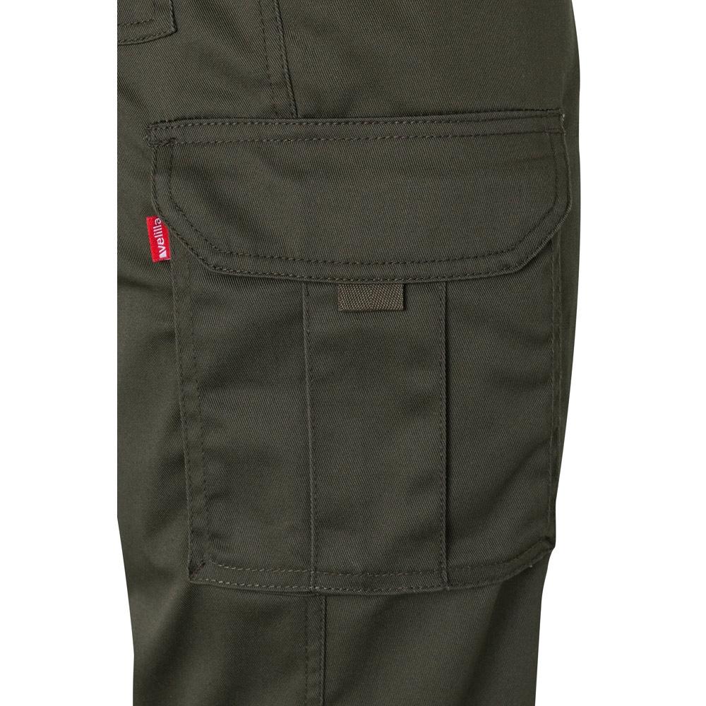 VL PAN. Pantaloni stretch cu buzunare multiple (290 g/m²), din bumbac (46%), EME (38%) și poliester (16%) Verde armată 50