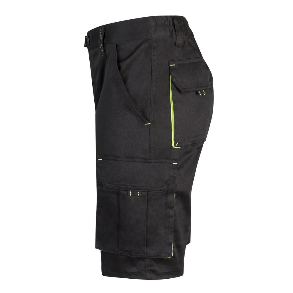 VL HEMERA. Bermude elastice cu buzunare multiple în două tonuri (240 g/m²), din bumbac (46%), EME (38%) și poliester (16%) Negru Galben 38