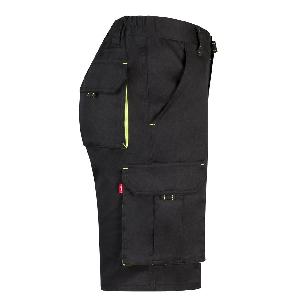 VL HEMERA. Bermude elastice cu buzunare multiple în două tonuri (240 g/m²), din bumbac (46%), EME (38%) și poliester (16%) Negru Galben 38