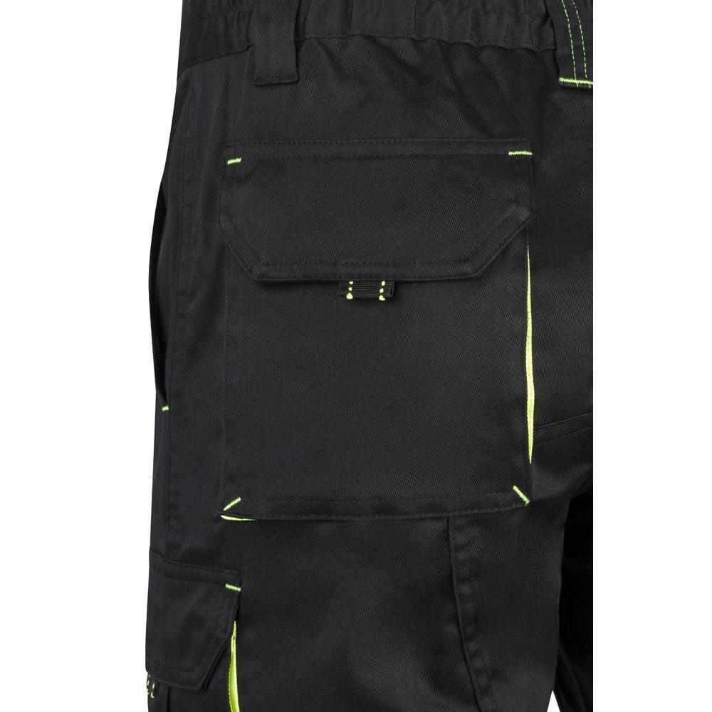 VL HEMERA. Bermude elastice cu buzunare multiple în două tonuri (240 g/m²), din bumbac (46%), EME (38%) și poliester (16%) Negru Galben 42