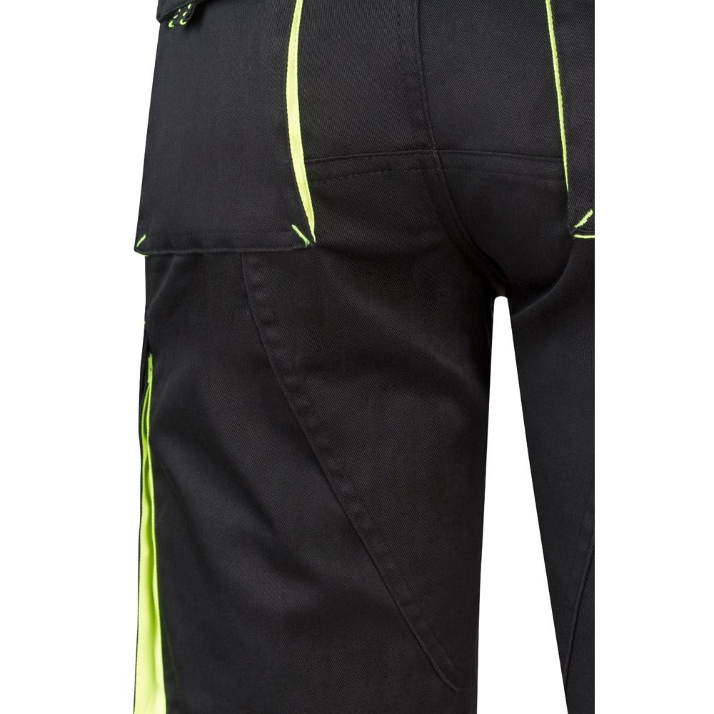 VL HEMERA. Bermude elastice cu buzunare multiple în două tonuri (240 g/m²), din bumbac (46%), EME (38%) și poliester (16%) Negru Galben 38