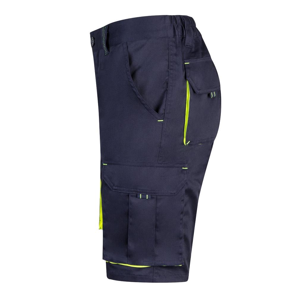 VL HEMERA. Bermude elastice cu buzunare multiple în două tonuri (240 g/m²), din bumbac (46%), EME (38%) și poliester (16%) Albastru Galben 46