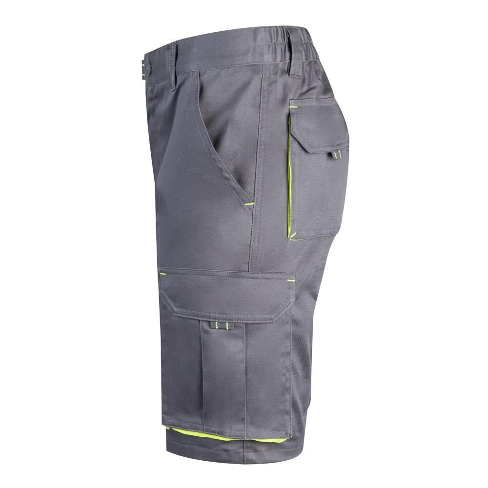 VL HEMERA. Bermude elastice cu buzunare multiple în două tonuri (240 g/m²), din bumbac (46%), EME (38%) și poliester (16%) Gri Galben 46