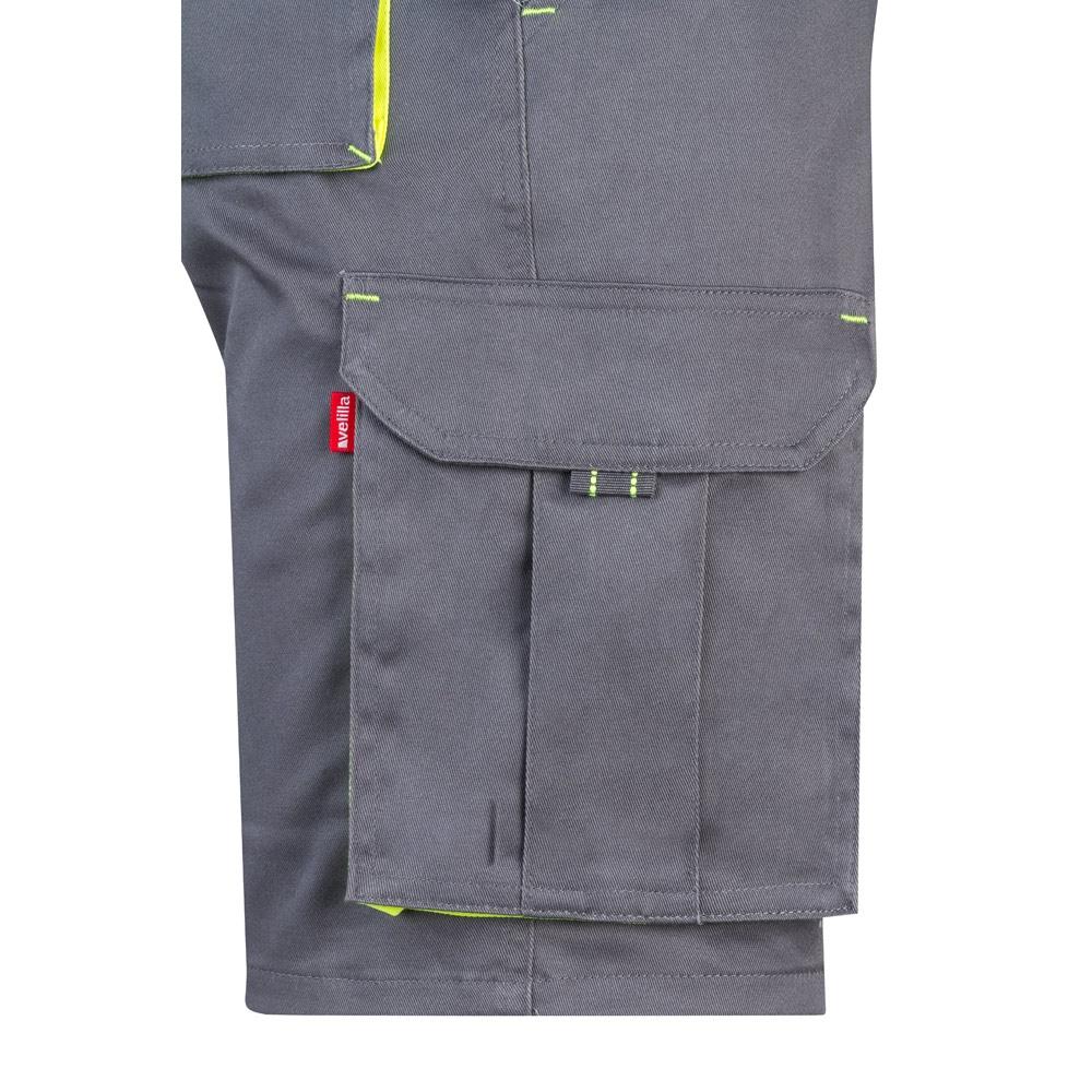 VL HEMERA. Bermude elastice cu buzunare multiple în două tonuri (240 g/m²), din bumbac (46%), EME (38%) și poliester (16%) Gri Galben 46