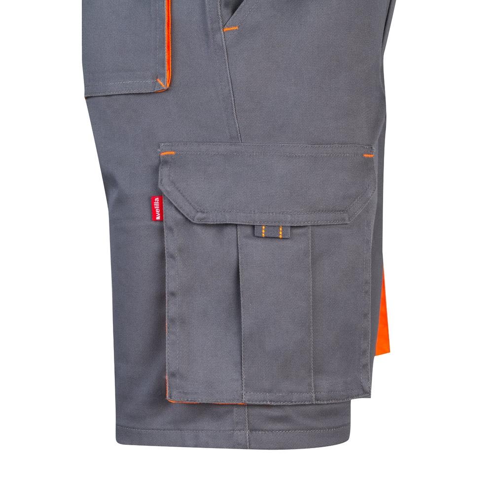 VL HEMERA. Bermude elastice cu buzunare multiple în două tonuri (240 g/m²), din bumbac (46%), EME (38%) și poliester (16%) Gri Portocaliu 38