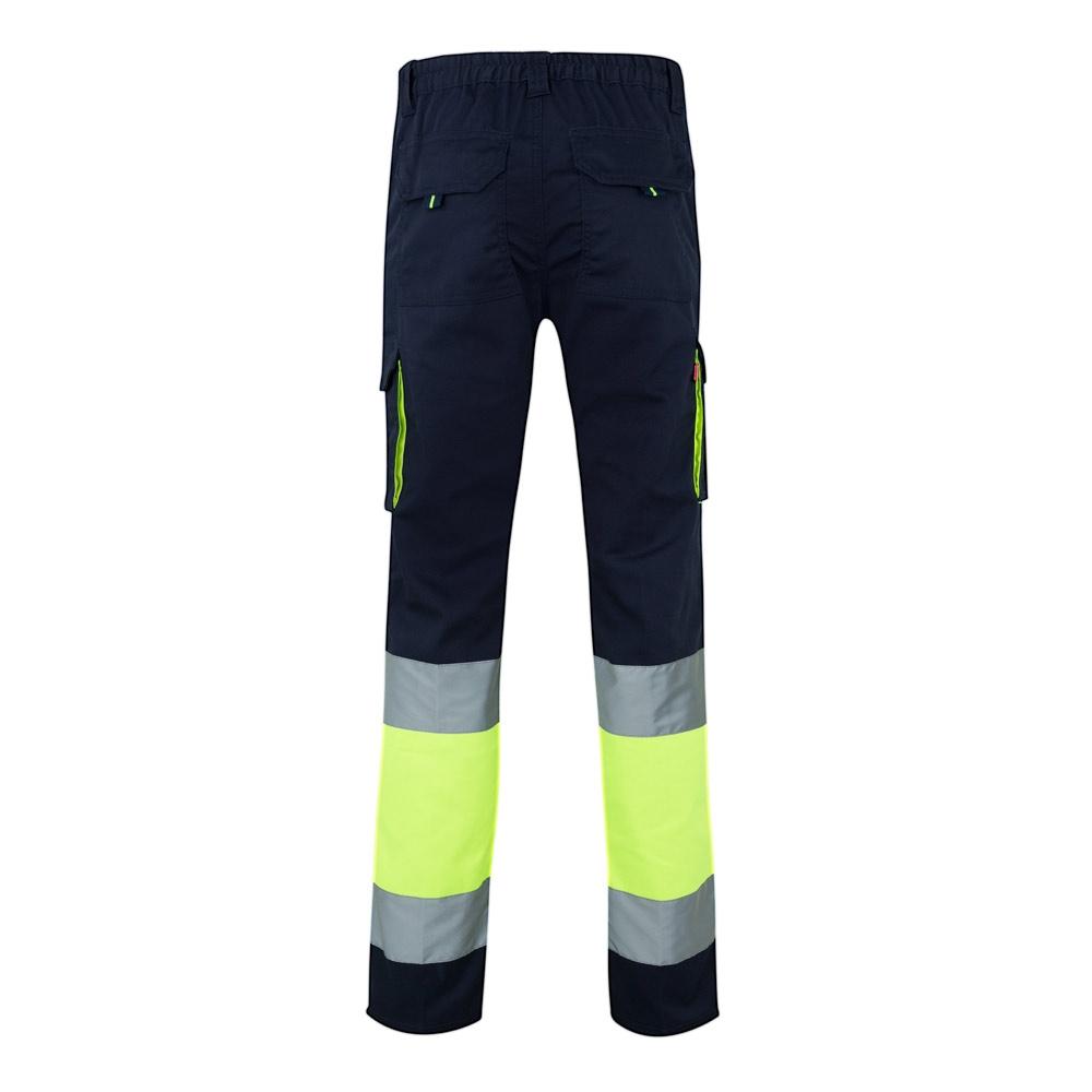 VL ZEUS LARGE. Pantaloni elastici cu buzunare multiple, în două tonuri (240 g/m²), din bumbac (46%), EME (38%) și poliester (16%) Albastru Galben
