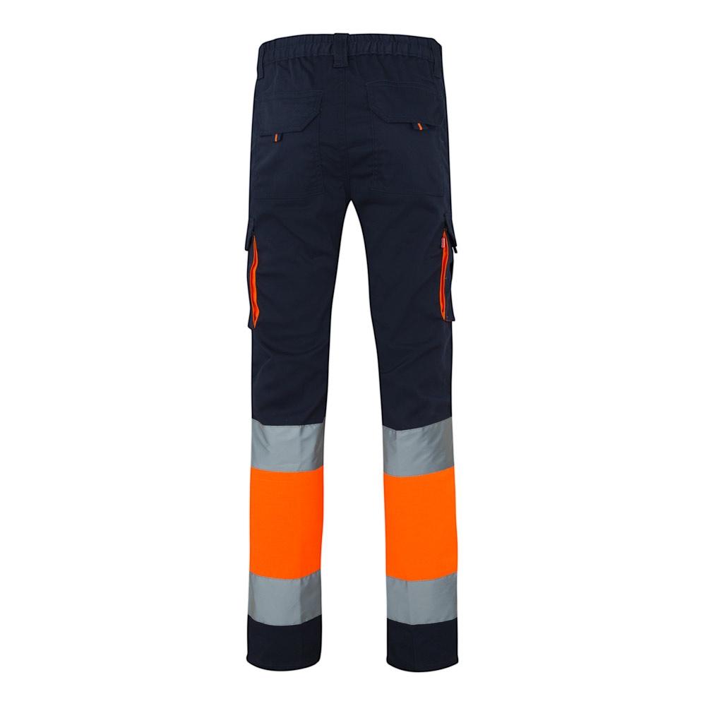 VL ZEUS LARGE. Pantaloni elastici cu buzunare multiple, în două tonuri (240 g/m²), din bumbac (46%), EME (38%) și poliester (16%) Albastru Portocaliu 5XL