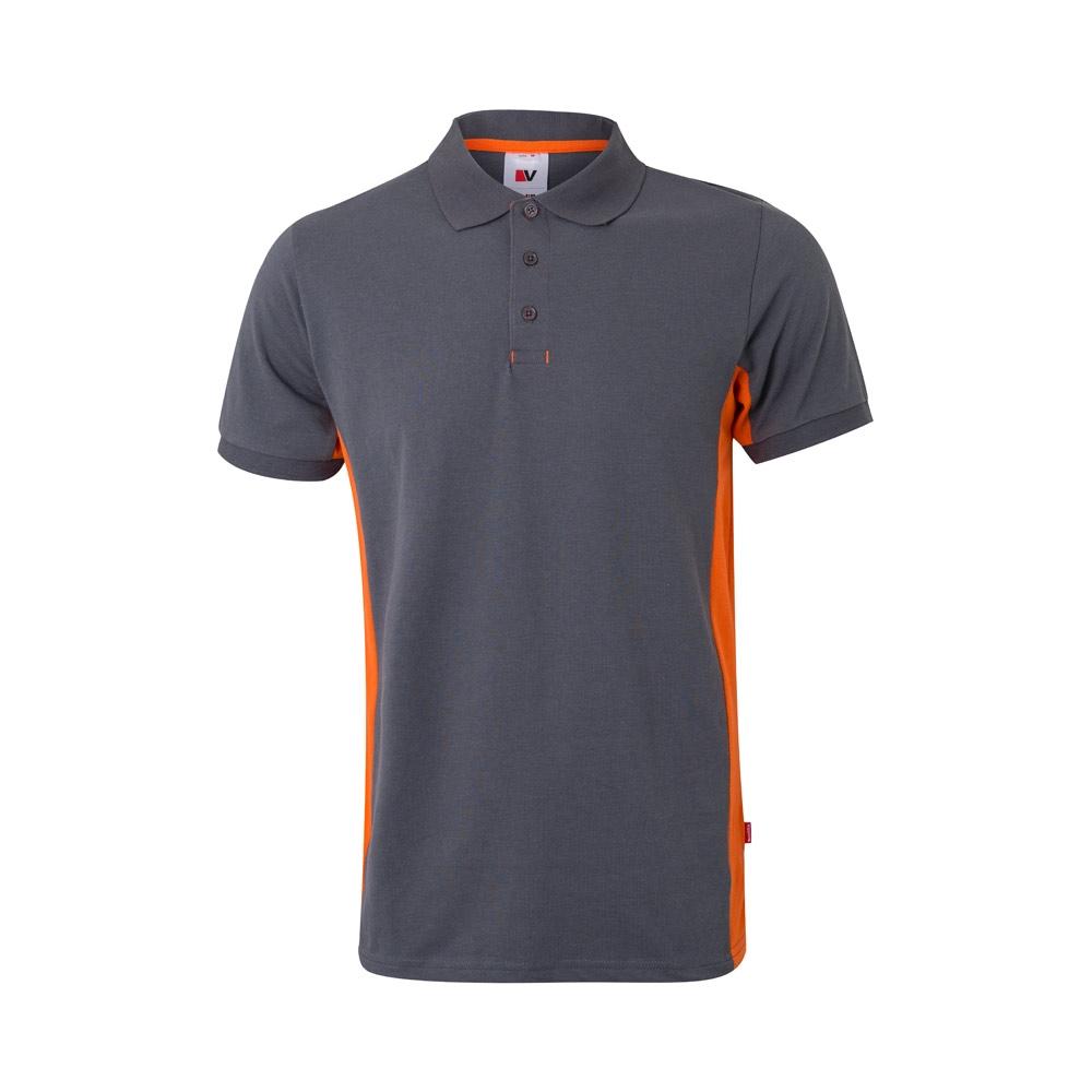 VL SUPAY. Tricou polo piqué bicolor (180g/m²), cu mânecă scurtă, din bumbac (60%) și poliester (40%) Gri Portocaliu XS