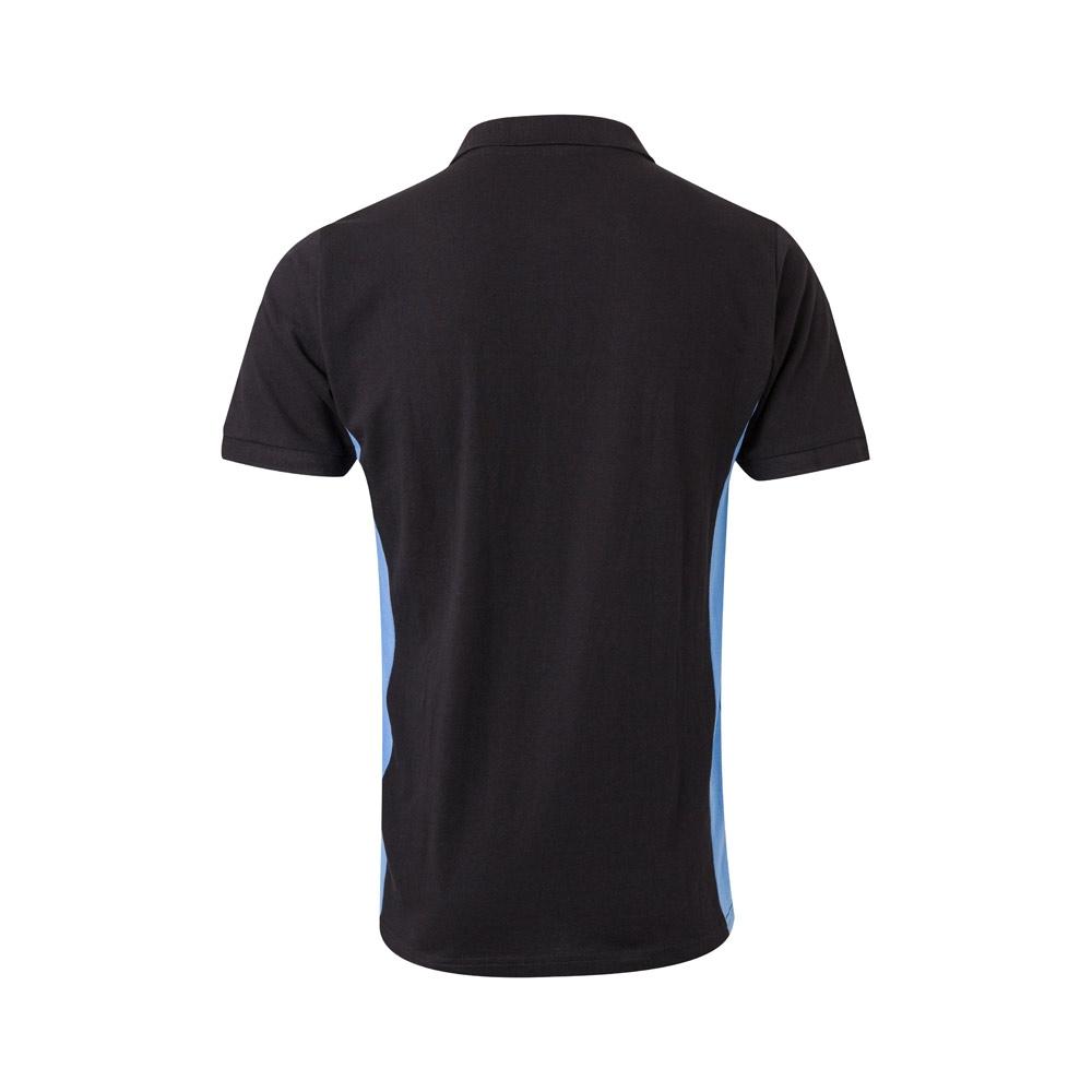 VL SUPAY. Tricou polo piqué bicolor (180g/m²), cu mânecă scurtă, din bumbac (60%) și poliester (40%) Negru Albastru deschis XXL