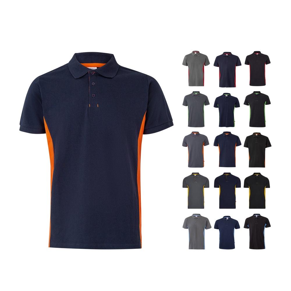 VL SUPAY. Tricou polo piqué bicolor (180g/m²), cu mânecă scurtă, din bumbac (60%) și poliester (40%) Negru Roșu XXL