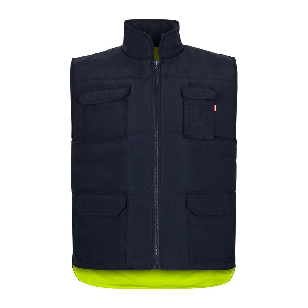 VL DIANA. Vestă căptușită (220g/m²), reversibilă și cu mai multe buzunare, din poliester (100%), cu închidere cu fermoar și extractor reversibil Galben L