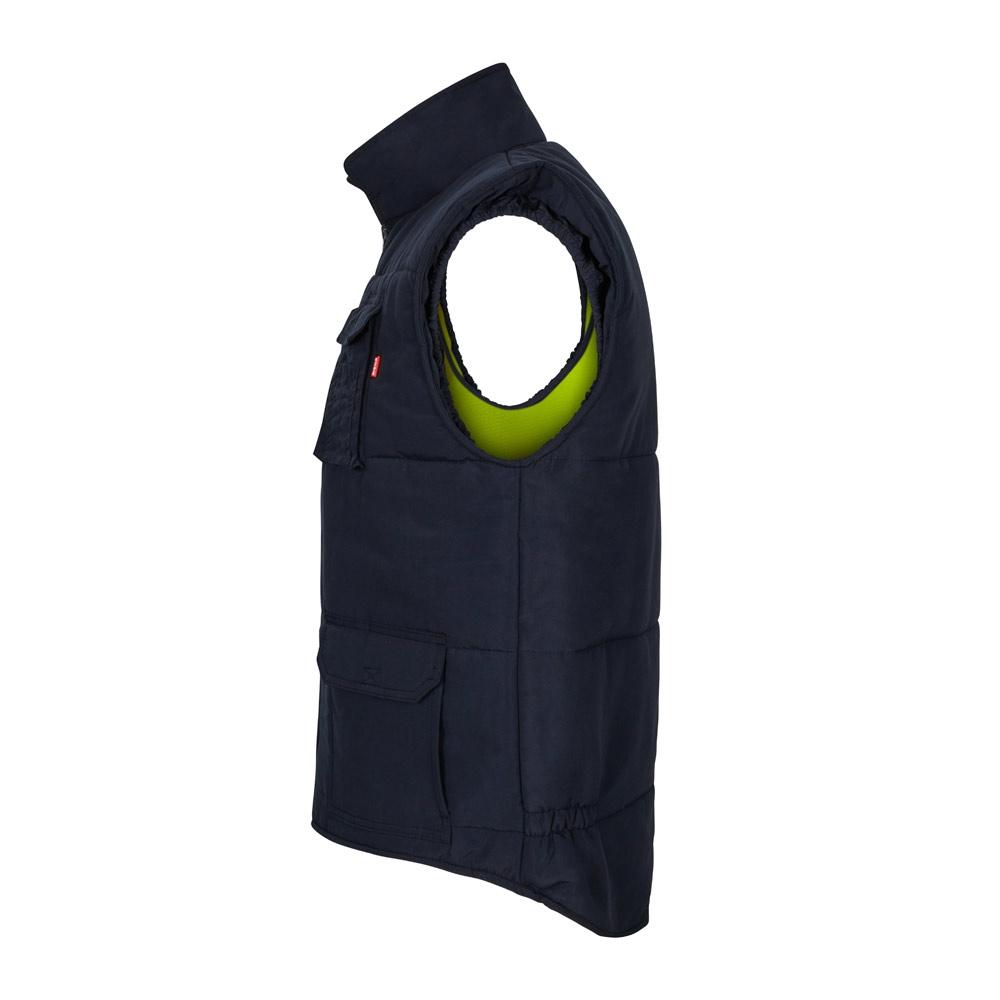 VL DIANA. Vestă căptușită (220g/m²), reversibilă și cu mai multe buzunare, din poliester (100%), cu închidere cu fermoar și extractor reversibil Galben L