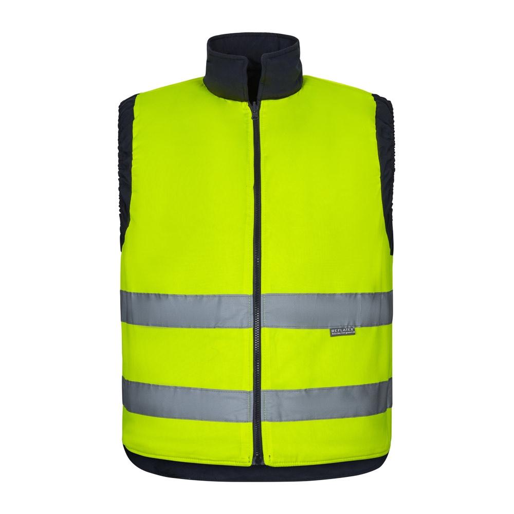 VL DIANA. Vestă căptușită (220g/m²), reversibilă și cu mai multe buzunare, din poliester (100%), cu închidere cu fermoar și extractor reversibil Galben L