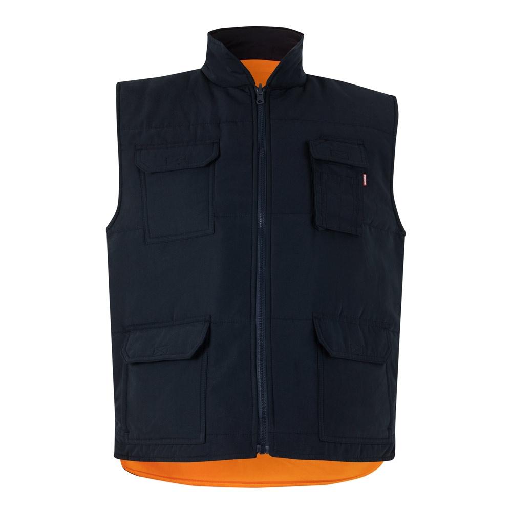 VL DIANA. Vestă căptușită (220g/m²), reversibilă și cu mai multe buzunare, din poliester (100%), cu închidere cu fermoar și extractor reversibil Portocaliu