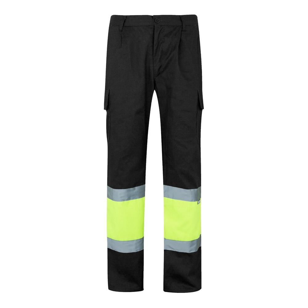 VL ATHENA. Pantaloni din twill în două tonuri (210g/m²), căptușiți, cu mai multe buzunare, din bumbac (20%) și poliester (80%) Negru Galben