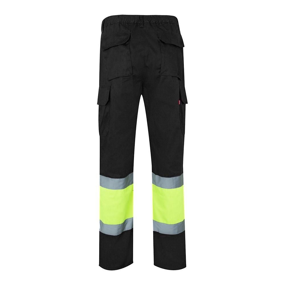 VL ATHENA. Pantaloni din twill în două tonuri (210g/m²), căptușiți, cu mai multe buzunare, din bumbac (20%) și poliester (80%) Negru Galben M