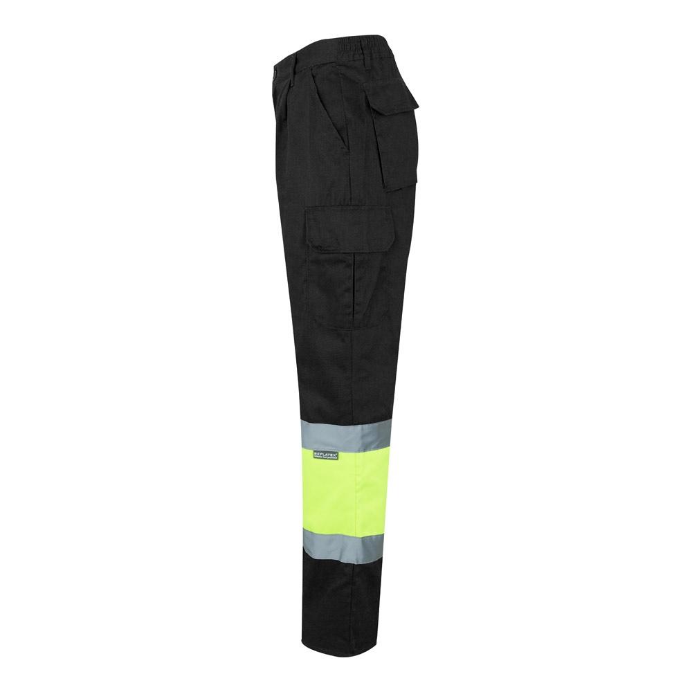 VL ATHENA. Pantaloni din twill în două tonuri (210g/m²), căptușiți, cu mai multe buzunare, din bumbac (20%) și poliester (80%) Negru Galben M
