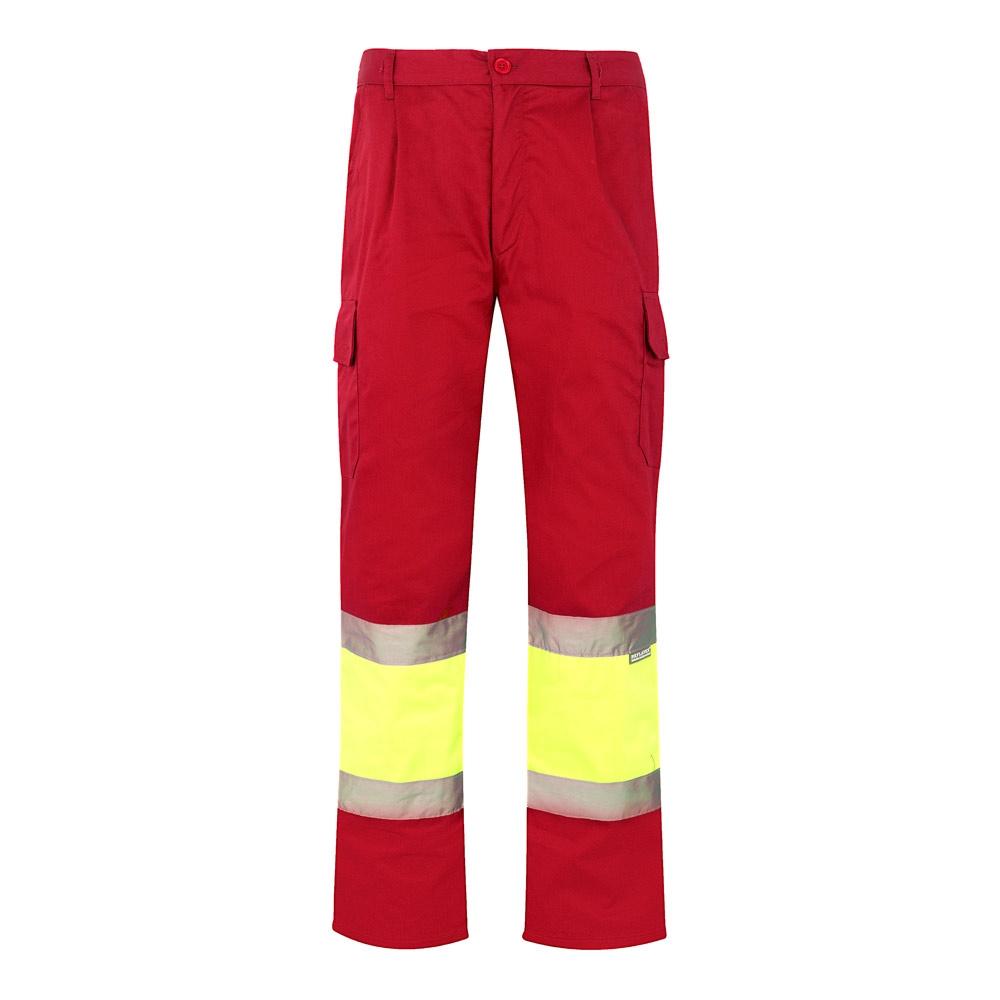 VL ATHENA. Pantaloni din twill în două tonuri (210g/m²), căptușiți, cu mai multe buzunare, din bumbac (20%) și poliester (80%) Roșu Galben
