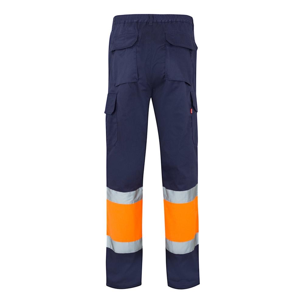 VL ATHENA. Pantaloni din twill în două tonuri (210g/m²), căptușiți, cu mai multe buzunare, din bumbac (20%) și poliester (80%) Albastru Portocaliu XL