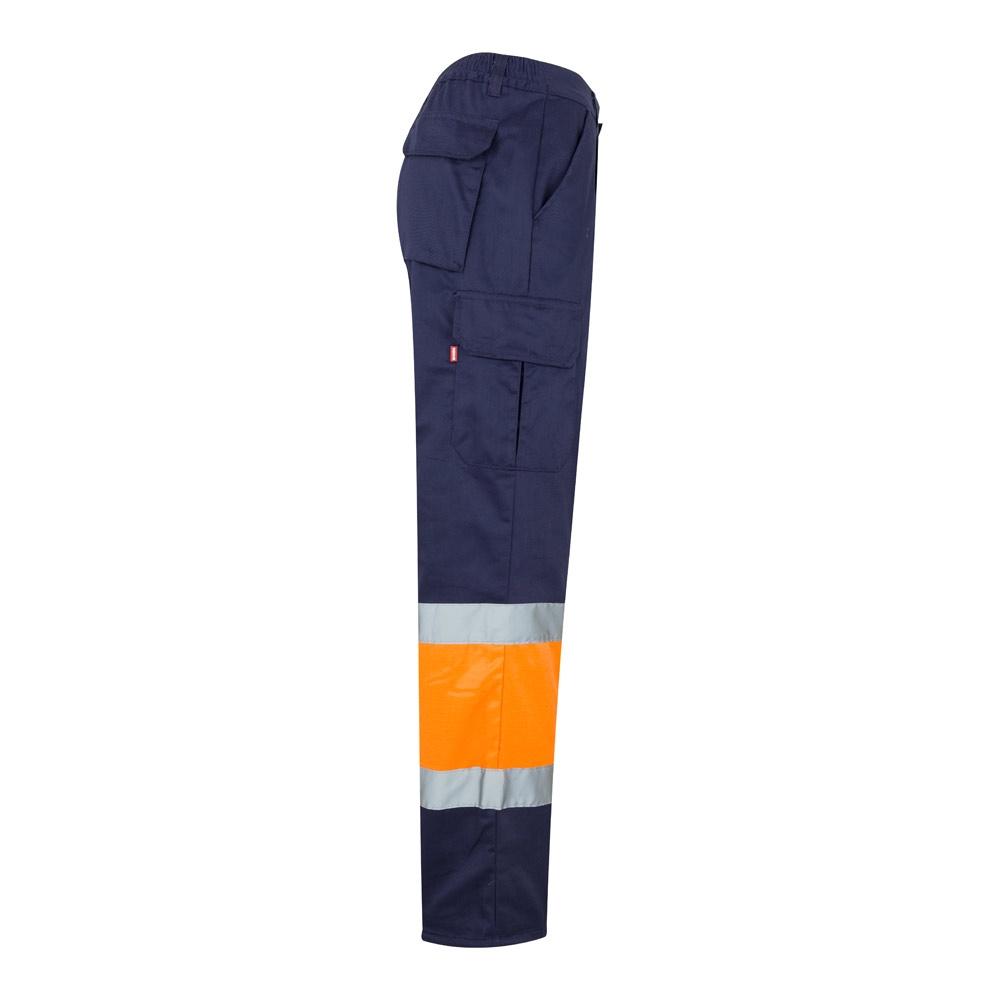 VL ATHENA. Pantaloni din twill în două tonuri (210g/m²), căptușiți, cu mai multe buzunare, din bumbac (20%) și poliester (80%) Albastru Portocaliu XL