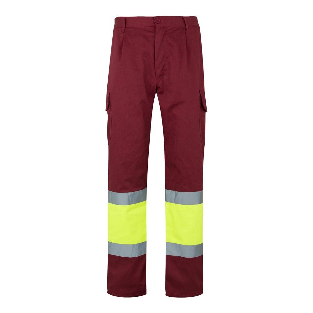 VL ATHENA. Pantaloni din twill în două tonuri (210g/m²), căptușiți, cu mai multe buzunare, din bumbac (20%) și poliester (80%) Burgundia Galben