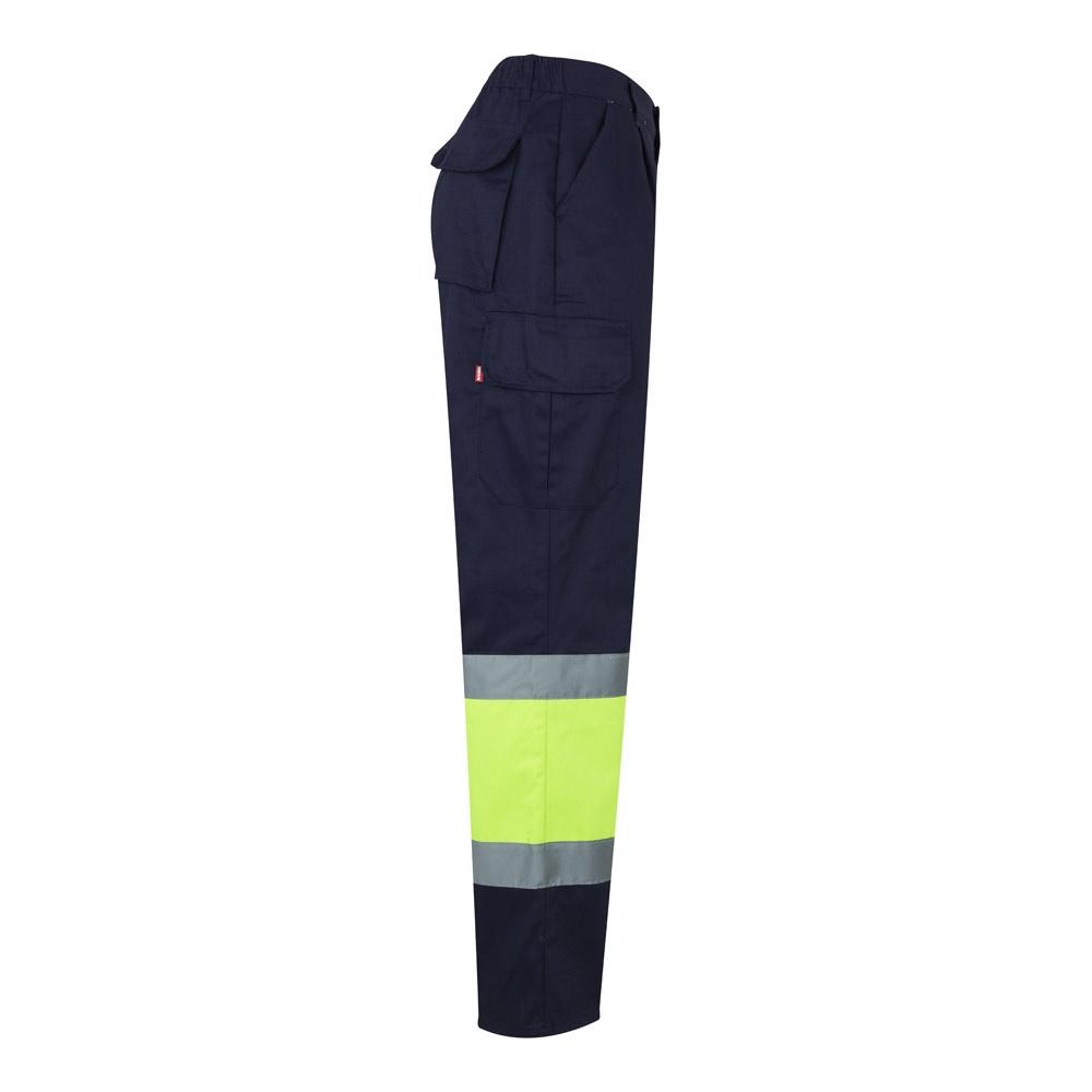 VL POSEIDON. Pantaloni din twill bicolor cu buzunare multiple (210 g/m²), din bumbac (20%) și poliester (80%) Albastru Galben XL