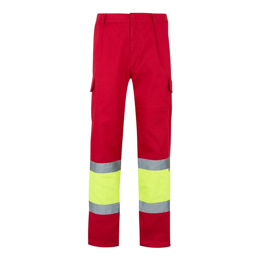 VL POSEIDON. Pantaloni din twill bicolor cu buzunare multiple (210 g/m²), din bumbac (20%) și poliester (80%) Roșu Galben