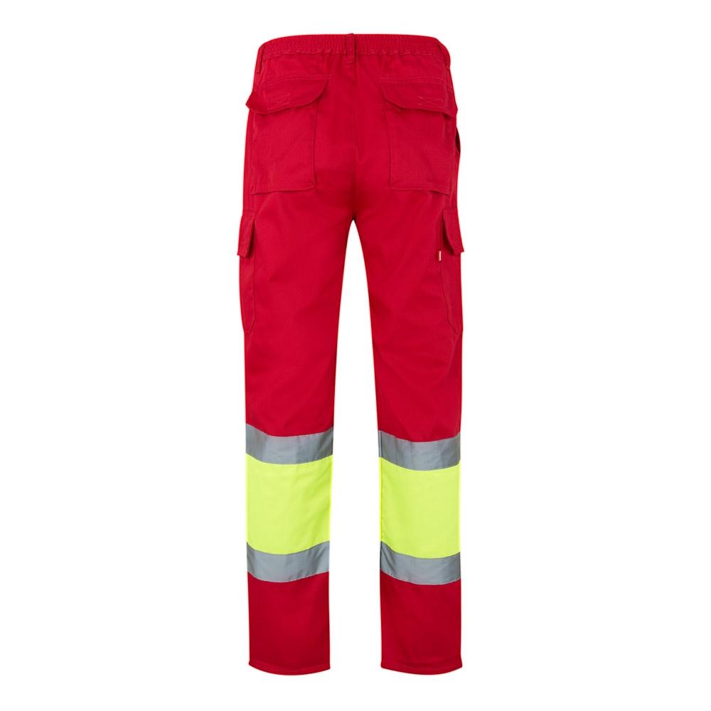 VL POSEIDON. Pantaloni din twill bicolor cu buzunare multiple (210 g/m²), din bumbac (20%) și poliester (80%) Roșu Galben XXL