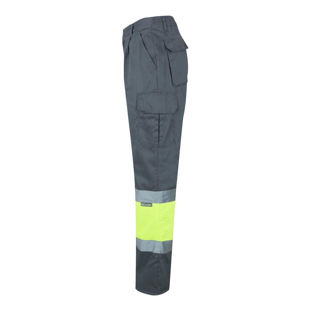 VL POSEIDON. Pantaloni din twill bicolor cu buzunare multiple (210 g/m²), din bumbac (20%) și poliester (80%) Gri Galben 3XL