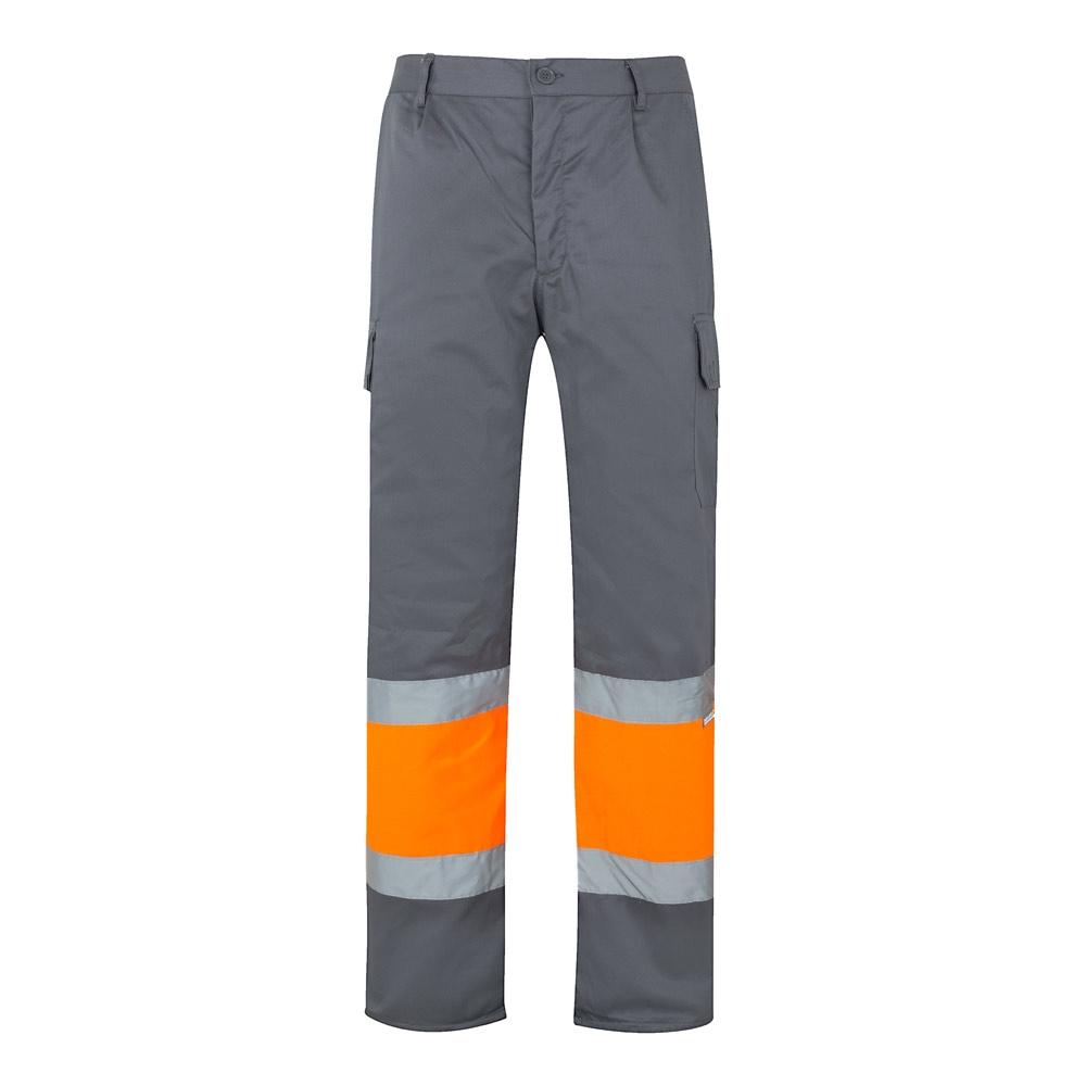 VL POSEIDON. Pantaloni din twill bicolor cu buzunare multiple (210 g/m²), din bumbac (20%) și poliester (80%) Gri Portocaliu