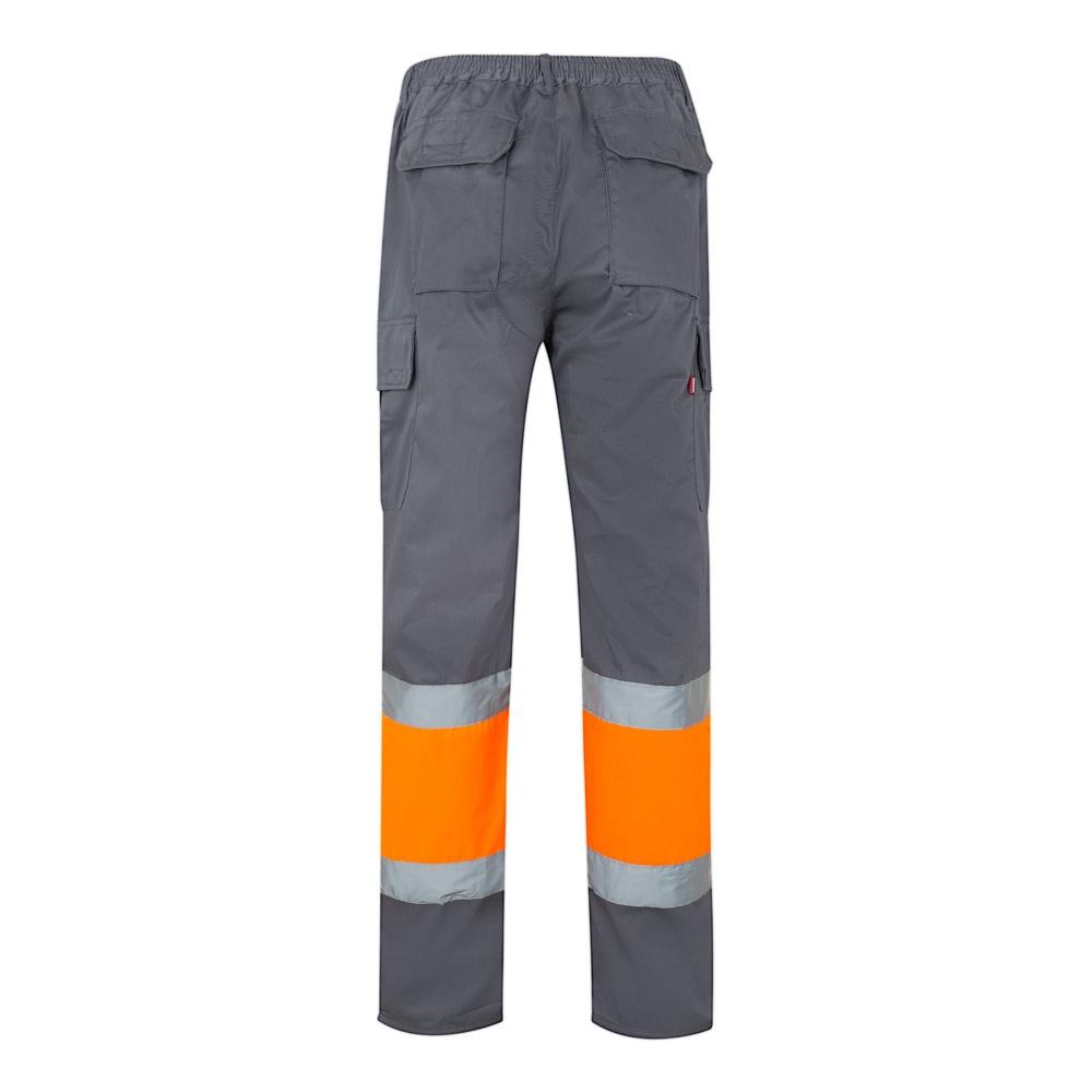 VL POSEIDON. Pantaloni din twill bicolor cu buzunare multiple (210 g/m²), din bumbac (20%) și poliester (80%) Gri Portocaliu S