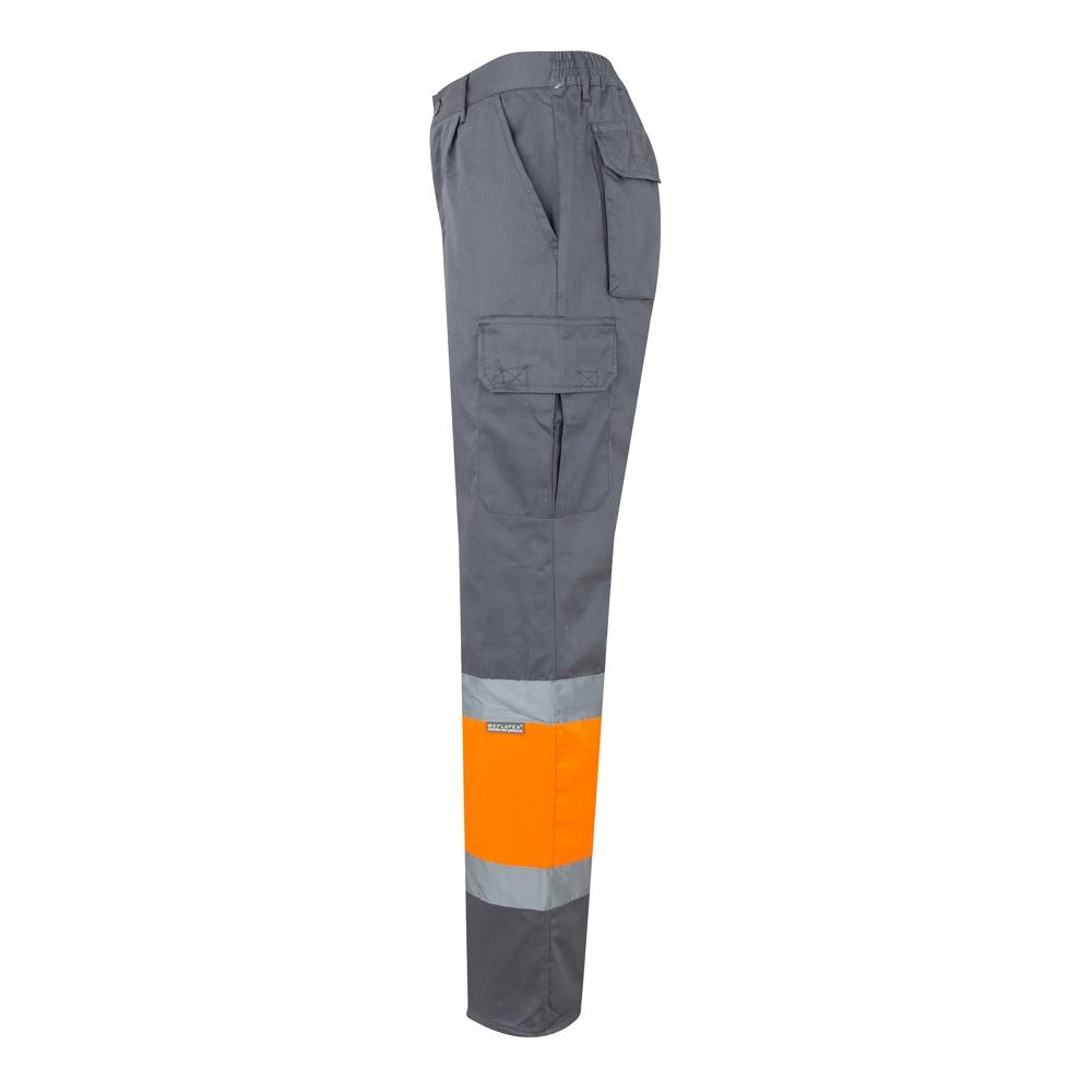VL POSEIDON. Pantaloni din twill bicolor cu buzunare multiple (210 g/m²), din bumbac (20%) și poliester (80%) Gri Portocaliu S